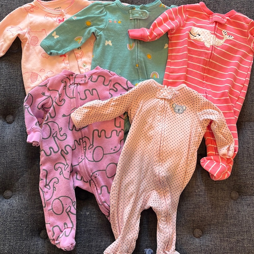8 pairs !Carters bundle of baby girl pajamas